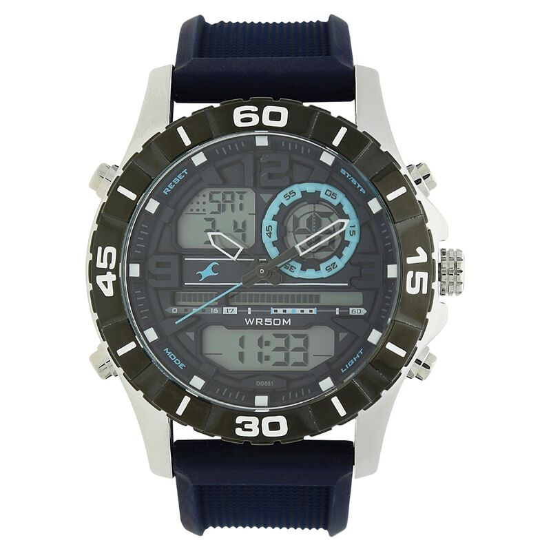 Fastrack NS38035SP02 Quartz Analog Digital Grey Dial Silicone Strap Watch