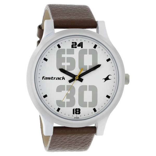 Fastrack NS38051SL06 Bold Quartz Analog White Dial Leather Strap Watch